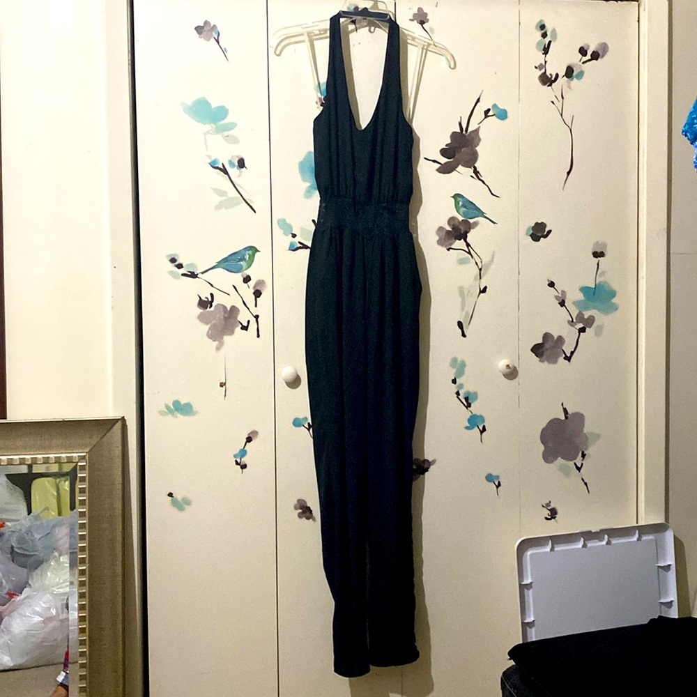Lace waist Black alter neck jumpsuit